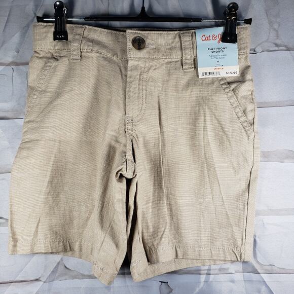 NWT Boys Cat & Jack Falt Front Khaki Shorts size 6 - Picture 1 of 7